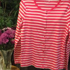 New Talbots striped hot pink and white cotton shirt, New